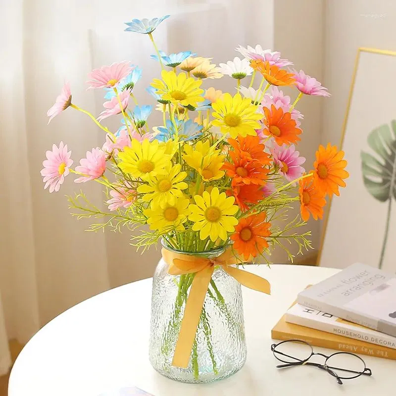 Fleurs décoratives Imitation marguerite camomille néerlandais chrysanthème persan en plastique artificielle soie maison Vases fleur organiser décoration