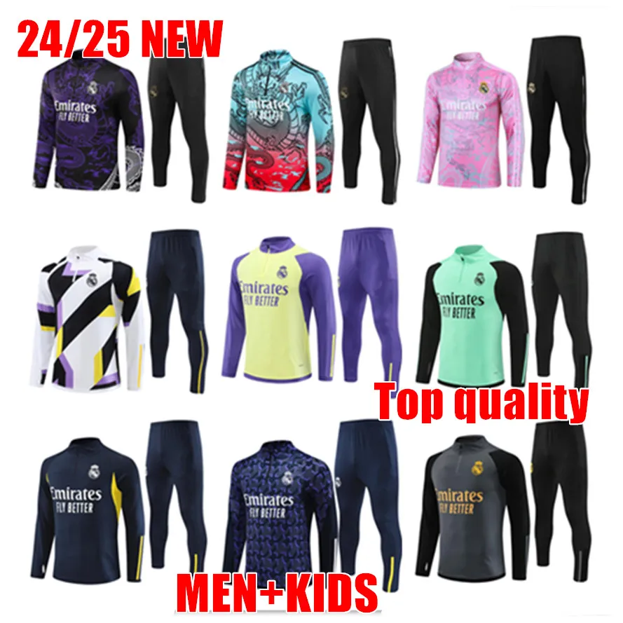 2023 Bellingham Real Madrids Tracksuit Soccer Jersey Men Cracting Training Comse Vini Jr 23 24 Реал Мадридс Мужчины и детские футбольная вида спортивная одежда