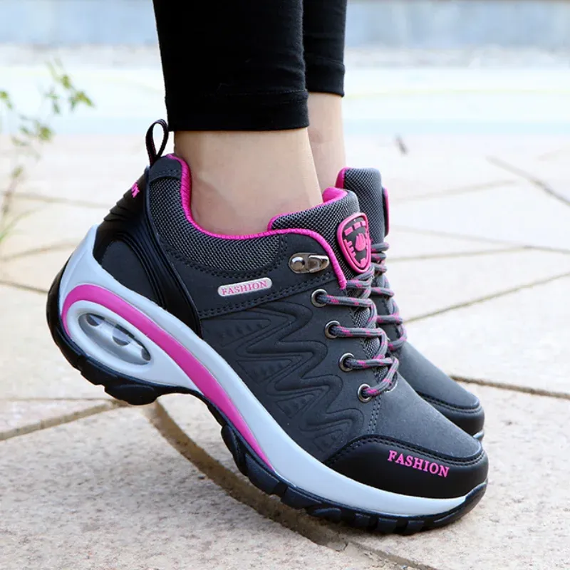 Boots Womens Air Cushion Athletic Walking Sneakers Breathable Gym Jogging Tennis Chaussures Fashion Sport Lace Up Plateforme Tenes Feminino