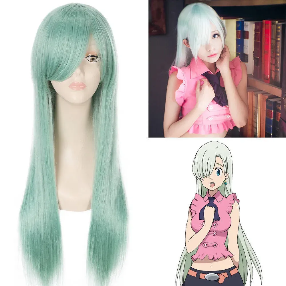 Wigs The Seven Deadly Sins Elizabeth Liones Cosplay Wig Long Light Green Straight>>Free shipping New High Quality Fashion Picture wig