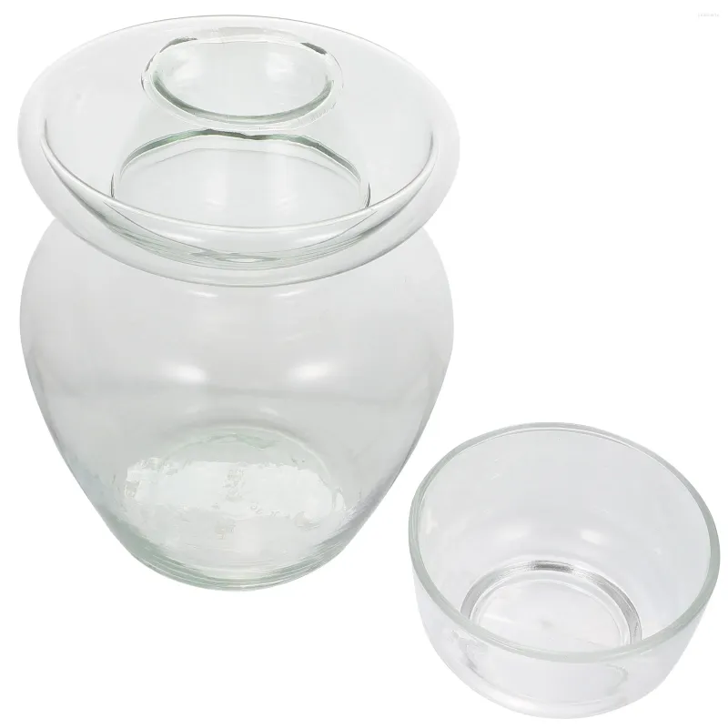 Bouteilles de stockage Pot en verre de cornichon traditionnel Grande capacité Fermentation scellée avec couvercles scellés à l'eau Boîte de légumes pour le marinage