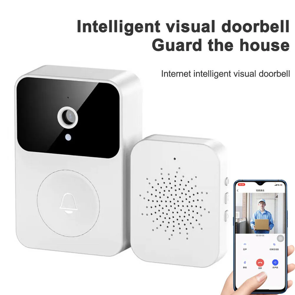 WiFi Wireless HD Video Smart Doorbell Ring Camera Bell Telefon Säkerhet Intercom Stöd tvåvägs Audio Motion Detection Alarm, laddningsbart batteri inuti dörrklockan