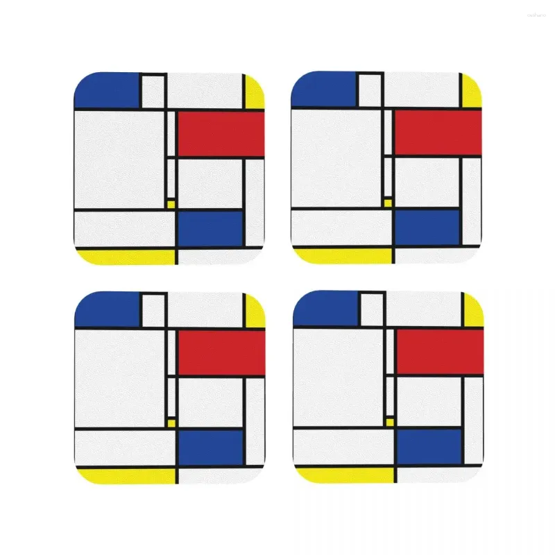 Настольные коврики Mondrian Minimalist De Stijl, современное искусство, подставки для фатфатина, кофейный набор из 4 салфеток, чашки, посуда, подушечки для домашней столовой, бара