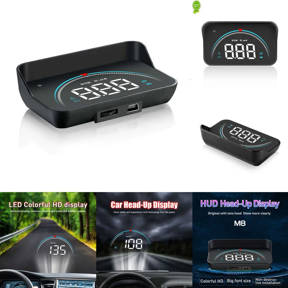 2024 M8 Head Up Display Auto Obd2 Übergeschwindigkeit Warnung System HUD Windschutzscheibe Projektor Auto Elektronische Spannung Alarm Für Auto