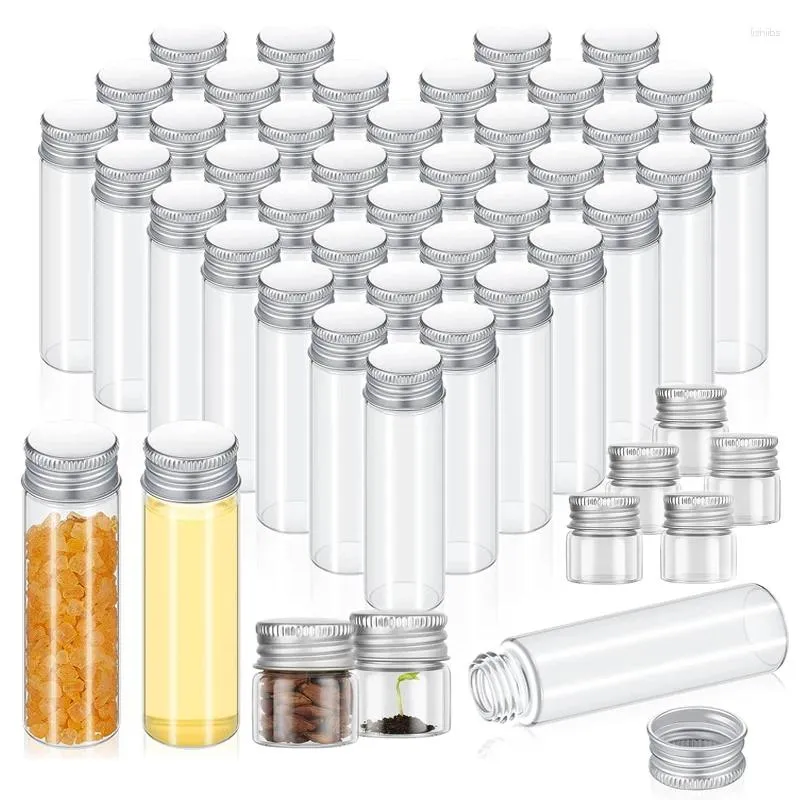 Bouteilles de stockage 5 pièces verre vide transparent 5 ml/6 ml/7 ml/10 ml/14 ml/18 ml/20 ml/25 ml/30 ml flacons rechargeables avec couvercle en aluminium argenté