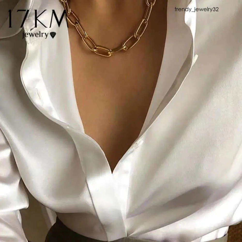 17 km Big Chain Choker Halsband för kvinnor Män Vintage Geometric Gold Necklace Chunky tjock mode Kvinnliga smycken Wedding Present