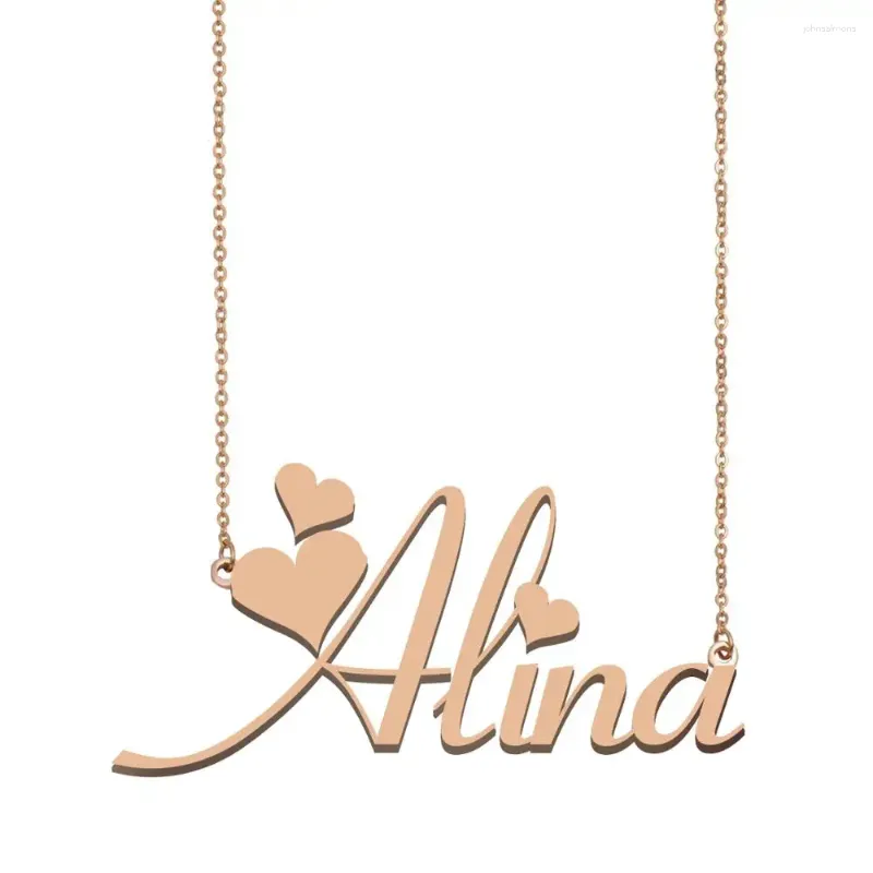 Pendant Necklaces Alina Name Necklace Custom Nameplate For Women Girls Friends Birthday Wedding Christmas Mother Days Gift