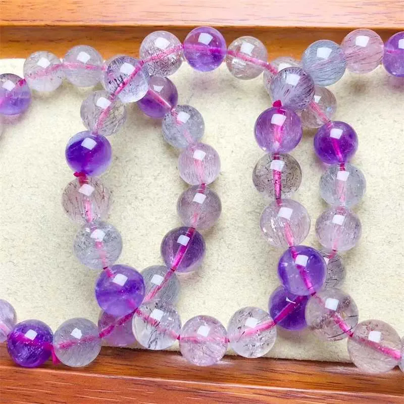 Цепочка из натурального кварца Super Seven с кристаллами браслета, модный браслет, женские изысканные ювелирные изделия, подарок на день рождения 8/10/12 мм Q240401