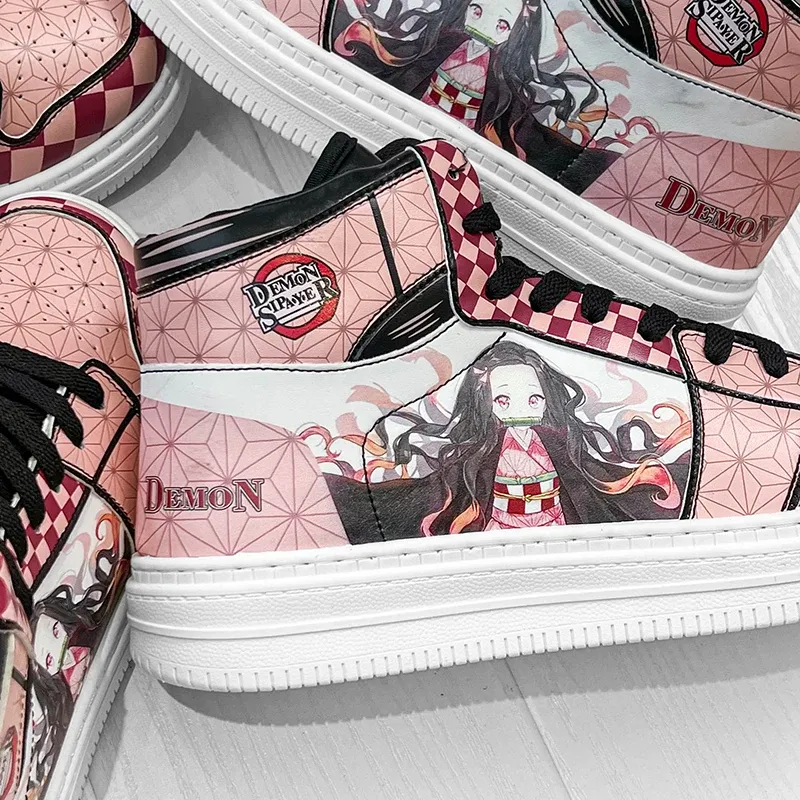 Boots Anime Shoes Men Shoes Nezuko Cosplay Anime Sneakers Women Canvas Shoes Tanjirou High Top Casual Shoes Kyoujurou Shoes