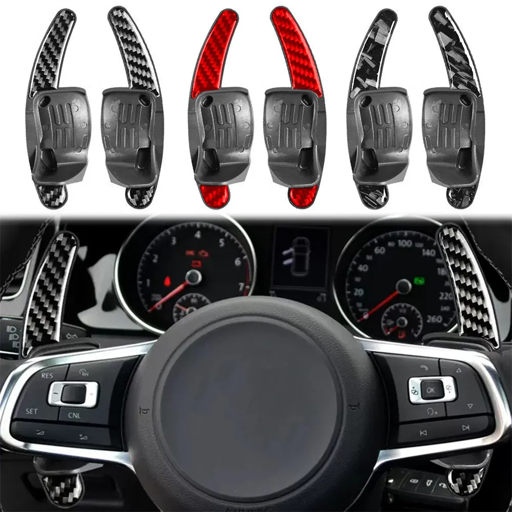 Palettes de volant en Fiber de carbone ABS, accessoires de Modification intérieure, pour Volkswagen Golf 6 GTI Scirocco R20 Tiguan CC