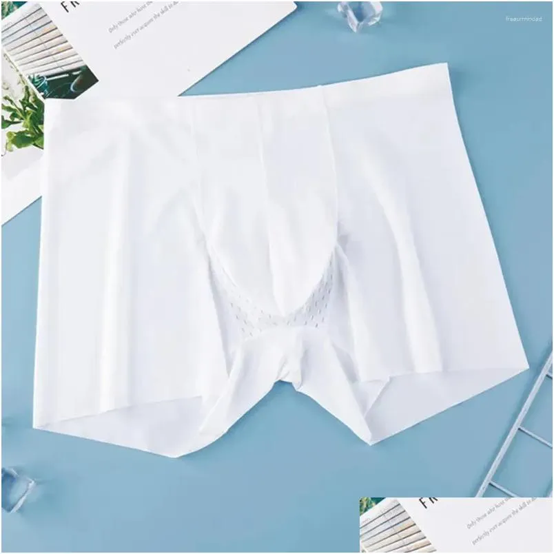 Unterhosen Atmungsaktive Männer Unterwäsche Herren Nahtlose Schnelltrocknung Transparente Mid-Rise Shorts Elastische Taille Einfarbig Für Sommer Drop D Otcot