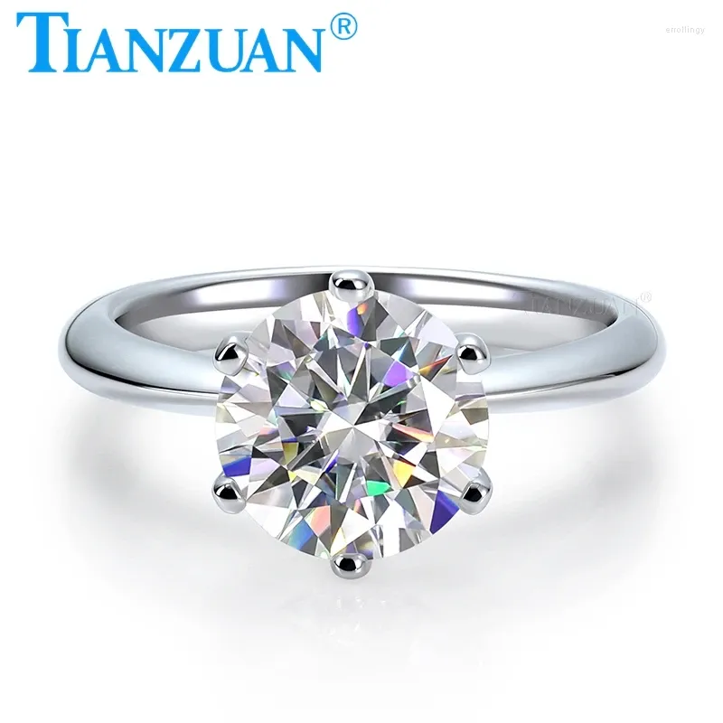 Anéis de cluster 0.5ct 1ct 2ct 3ct d cor moissanite anel de noivado 925 prata esterlina eternidade banda para mulheres jóias presentes