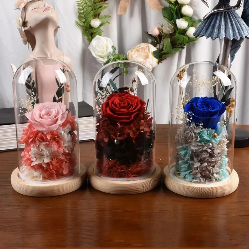 Decorative Flowers 1PC Roses Eternal Dried Wedding Decorations Valentine's Day Gifts Birthday Year And Mother's