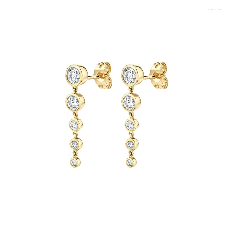 Boucles d'oreilles pendantes ISUEVA, lunette plaquée or, goutte dégradée pour femmes, clou de perçage en Zircon exquis, bijoux à la mode, vente en gros, 2024