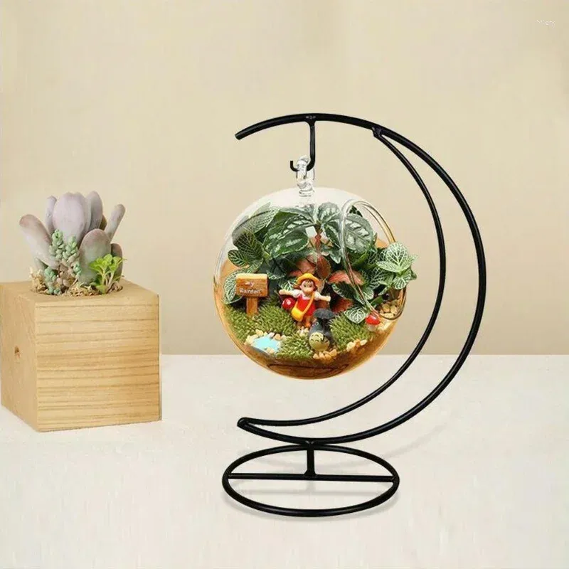 Decorative Plates Hanging Bottle Moon Iron Micro-landscape Stand Creative Flower Crescent Hook Display