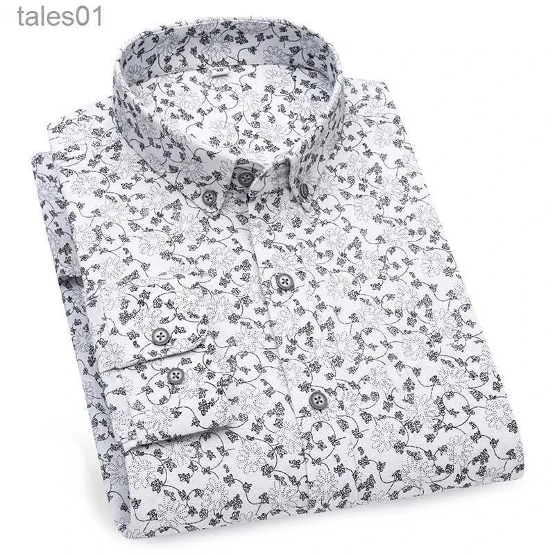 Hommes Plus Tees Polos Hommes 100% coton Oxford Chemises à manches longues Imprimé floral Respirant Bureau Robe Chemise Casual Mode Standard Workwear yq240401