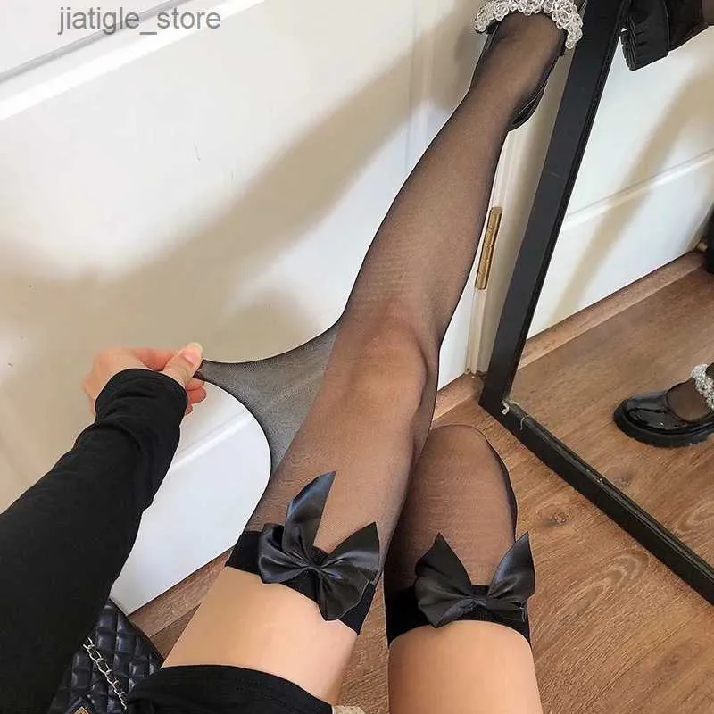 Calzini sexy stile giapponese Lolita calzini alti al ginocchio calze da donna sexy fiocco in pizzo calzini lunghi calze autoreggenti ragazze dolci calze kawaii Y240401