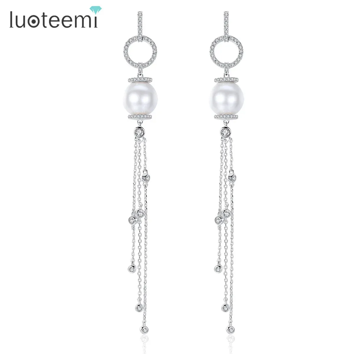 LUOTEEMI Drop Multiple Chain Tassel Long Dangle Earring for Women Bridal Wedding Party Jewelry Girl Christmas Fashion Gifts 240401