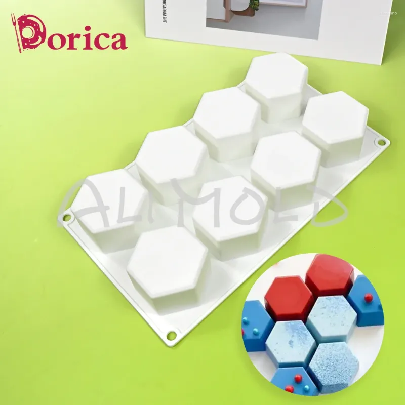 Moldes de cozimento Dorica Hexagonal Honeycomb Mousse Molde de Silicone Fondant Chocolate Sobremesa Francesa Molde DIY Vela Modelo de Gesso Cozinha