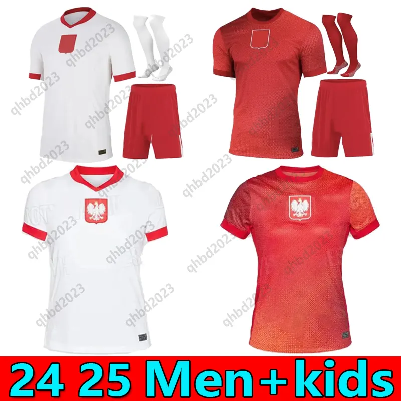 Polens Lewandowski Soccer Jerseys Men Kids Kit Polonia 2024 Zielinski Milik Zalewski Szymanski Polish Football Shirt Polen Uniform Boy 24 25 Pologne Bednarek