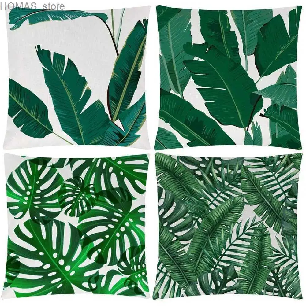 Pillow Case Tropical plant leaf pattern linen case living room sofa cushion cover home decoration simple hug case 40x40 Y240407