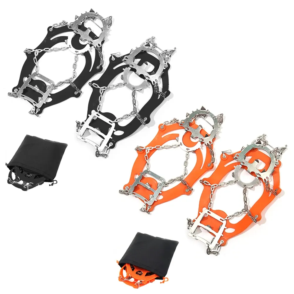 Accessories 18 Teeth Crampons Anti Slip Outdoor Climbing Ice Claw Gripper Spikes Cleats Winter Climbing Camping Hiking Snowshoes Shoe