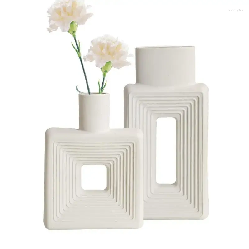 Vasen Keramik Donut Vase Blume Dekorativ Nordic Style Square Hollow Design für Arrangement getrocknet