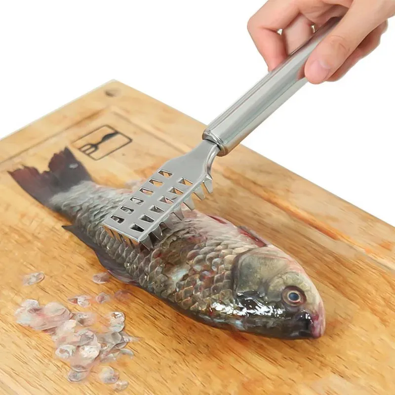 Hifuar Fish Skin Brush Scraping Fishing Scale Brush Graters Fast Remove Fish Knife Cleaning Peeler Scaler Scraper Kitchen Tools- Kitchen fish scraper