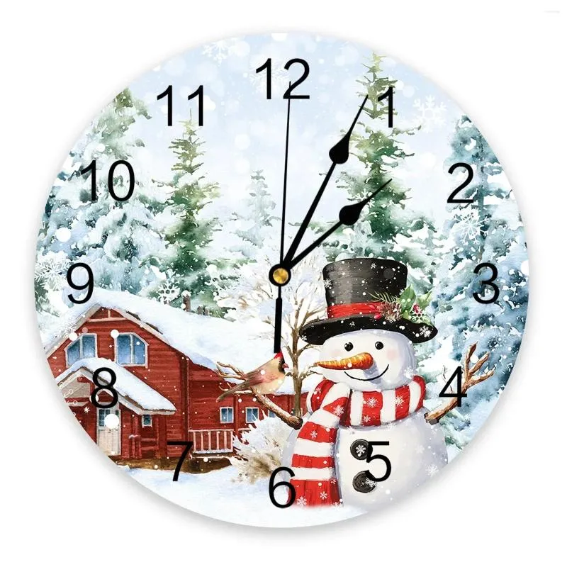 Wall Clocks Christmas Gnome Snowflake Snow Farm Round Clock Modern Design Kitchen Hanging Watch Home Decor Silent