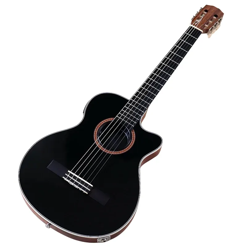 Guitare silencieuse électrique classique guitare 39 pouces 6 string silence classe guitare couleur noire en bois massif en bois bon artisanat