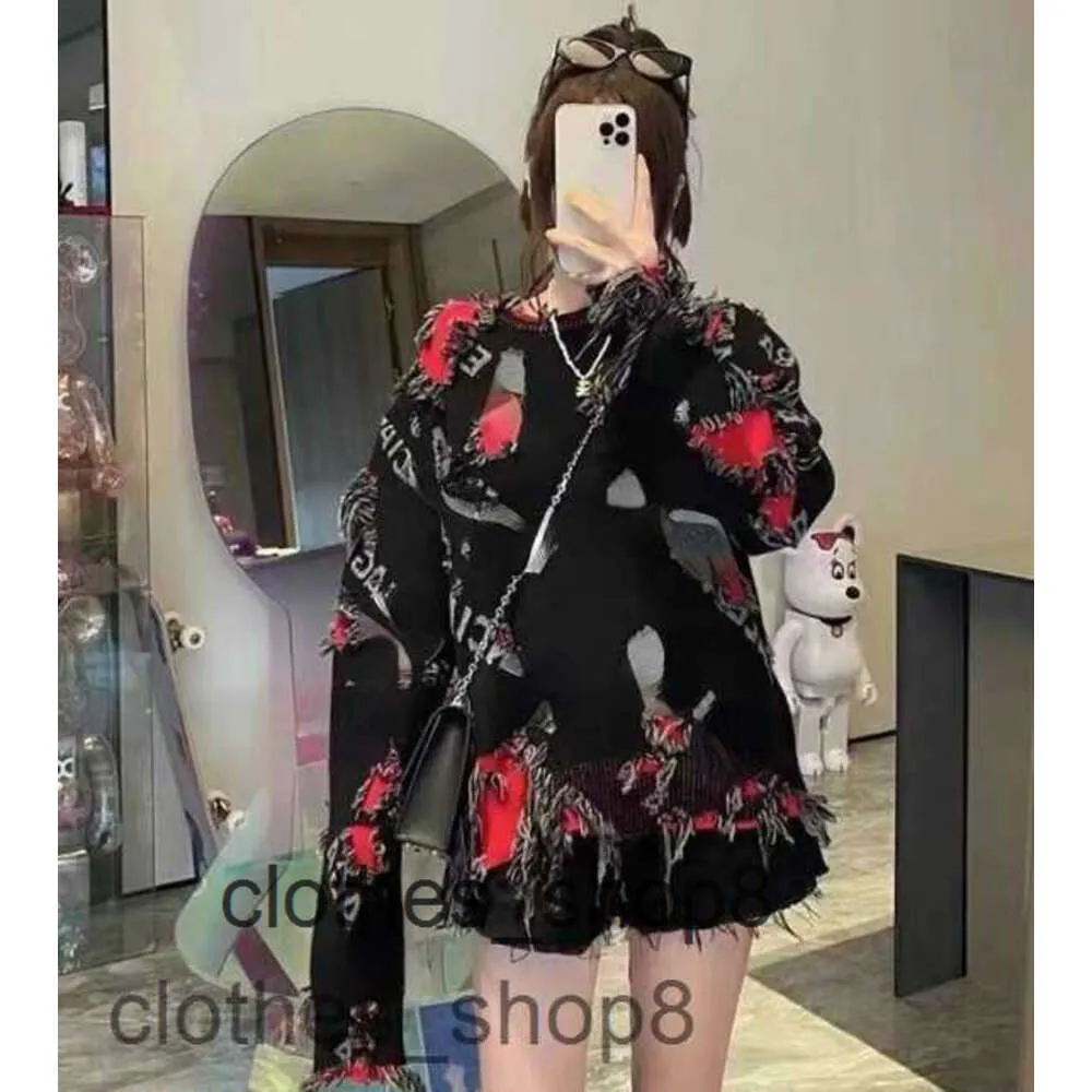 mode 2024 designer herensweaters hoodies herfst balencigS correcte versie van de nieuwste wollen gebreide gat getailleerd gesneden ronde YVGA L3WU