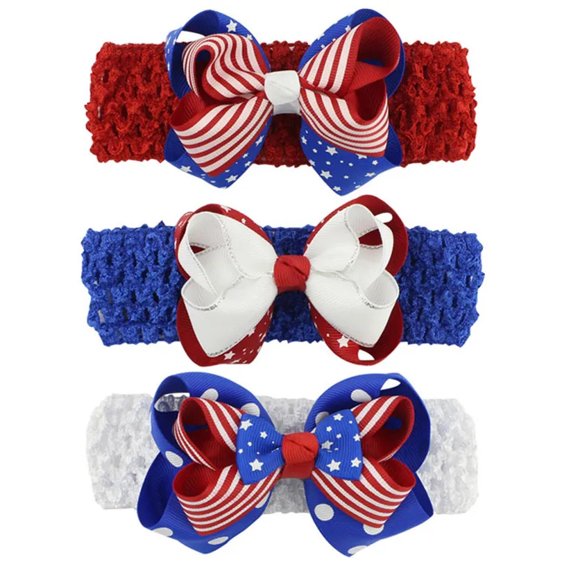 Drapeau américain arc bandeau bandeau cheveux chapeaux 4 juillet jour de l'indépendance des États-Unis enfants accessoires de cheveux pour les festivals pour enfants cadeaux de la fête nationale américaine