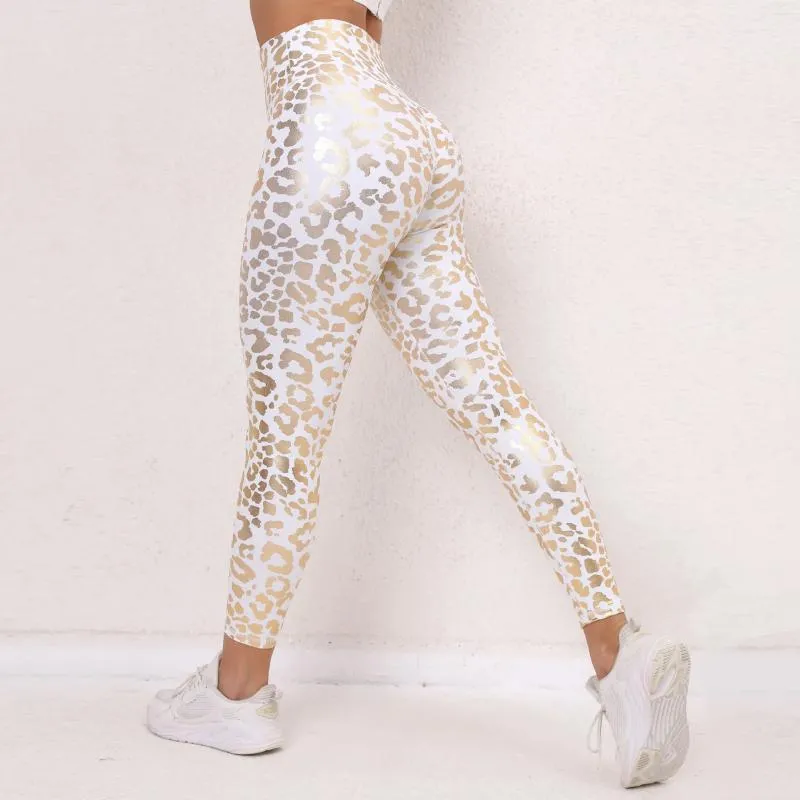 Aktif pantolon leopar baskı tozlukları fitness spor kadın tayt elastik nefes alabilen yoga yüksek bel spor salonu legging beyaz egzersiz kıyafetleri