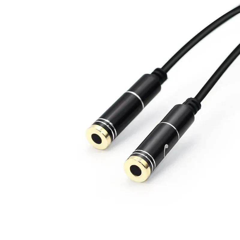 Câble de Conversion de diviseur Audio de 3.5mm, câble adaptateur de Microphone pour écouteurs en métal un à deux