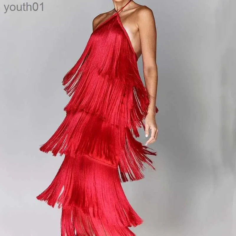 Sexy Off-Shoulder Tassel Dress - Women's Sleeveless High Waist Slim Fit  Party Dress - Fashionable Layered Design, Solid Color from Dhgate Basic &  Casual Dresses - price 52.29