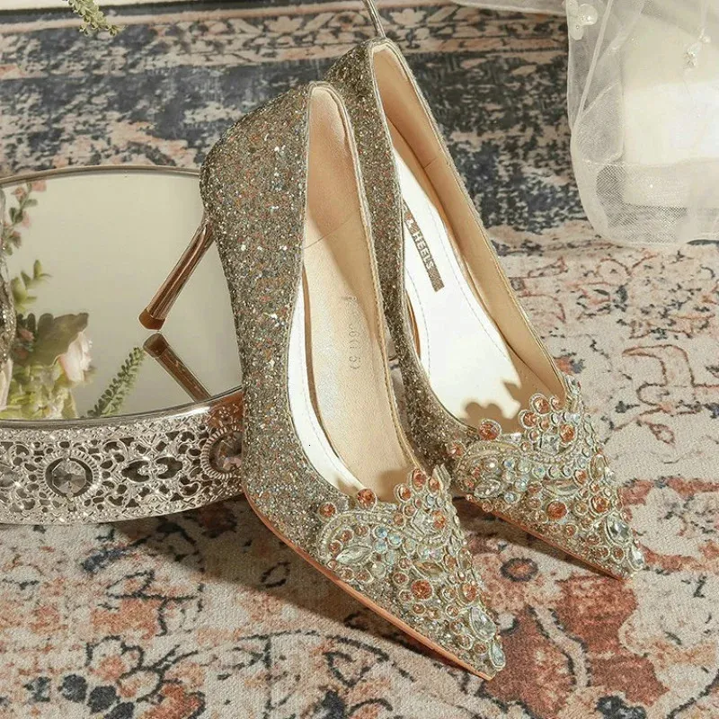 Evening Shoes Gold Platform Heels For Wedding Wholesale Gold High