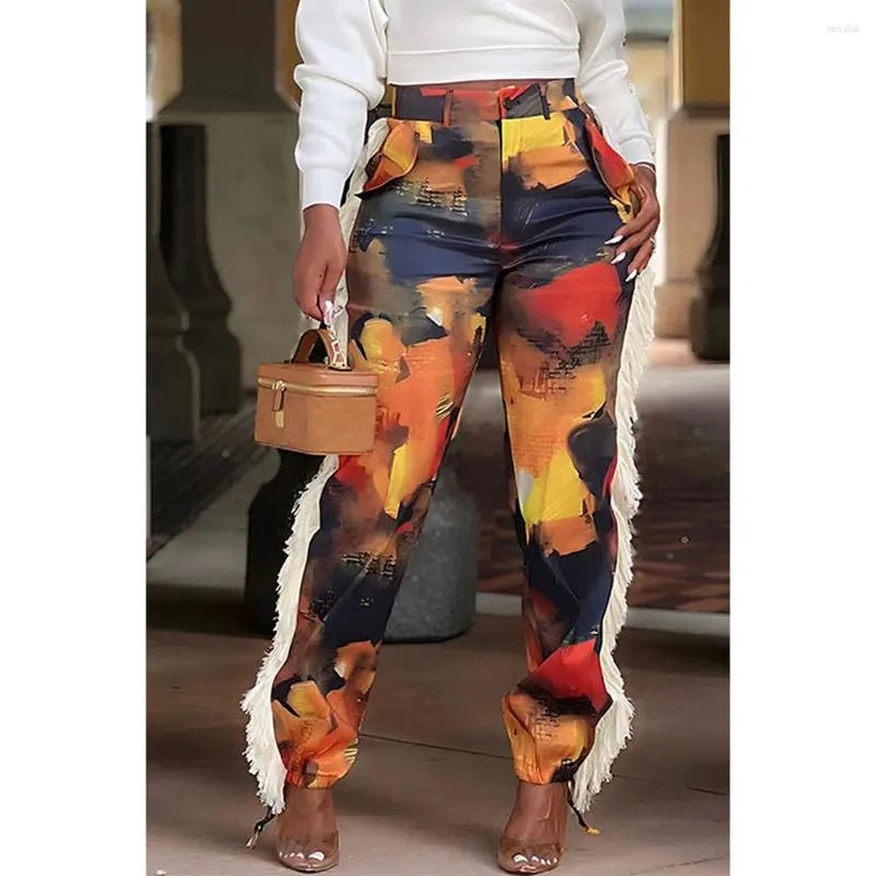 Pantalon Grande Taille Quotidien Décontracté Multicolore Graphique Automne Hiver Passementerie Satin avec Poche