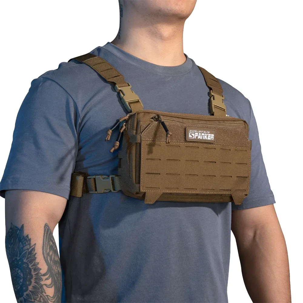 Sacos colete tático militar equipamento de peito bolsa arnês walkie talkie cintura pacote coldre mochila airsoft rádio em dois sentidos caça saco
