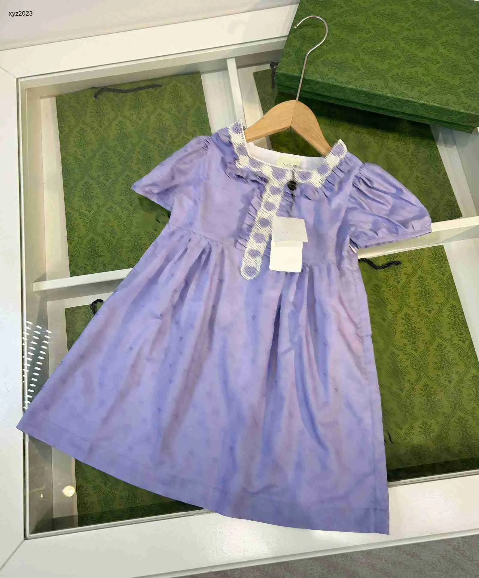 Vestidos de moda vestidos de renda vazia design infantil festas de bebê tamanho 110-150 cm roupas de grife