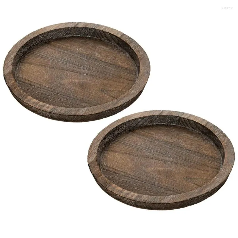 Plaques 2pcs Bougeoir de plateau en bois rustique - Petite assiette décorative Bois de pilier pour table à manger de la ferme