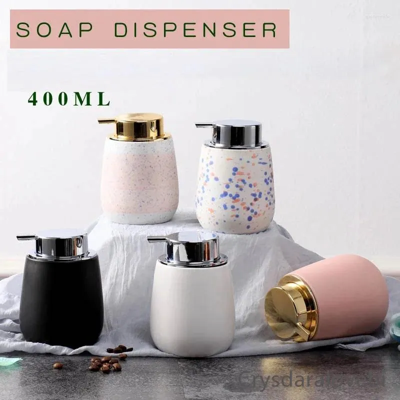 Flytande tvåldispenser marmorering keramisk handflaska bärbar lotion dispensering pump keramik muggar för badrumset