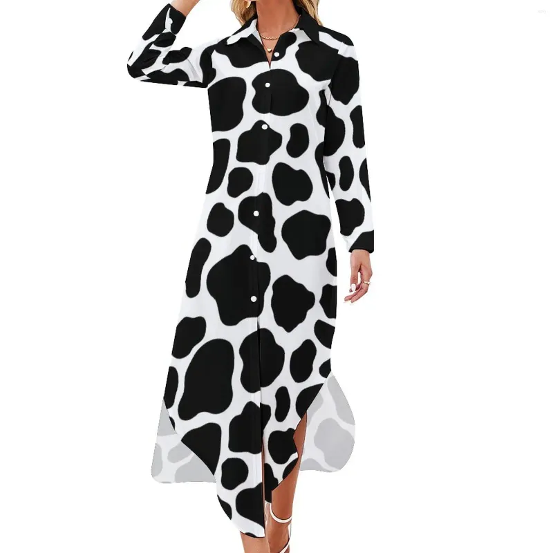 Robes décontractées Robe en mousseline de soie de chien dalmatien Festival d'impression animale Esthétique Femme Sexy Vêtements personnalisés Grande taille