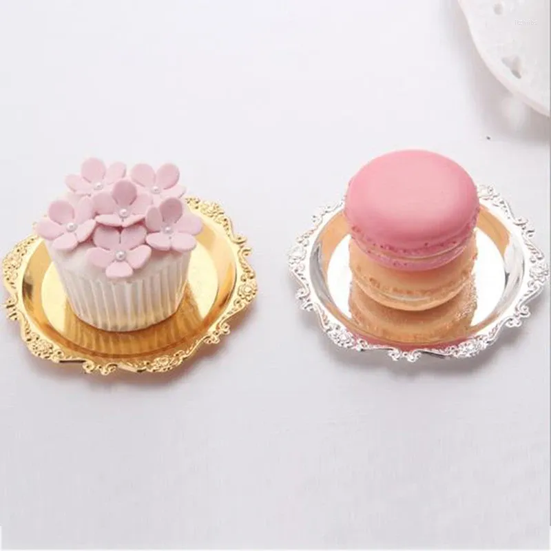 Tea Trays Round Metal Tray Fruit Cake Dessert Jewelry Dish Earrings Necklace Ring Storage Plates Display Bowl Decoration Sauce