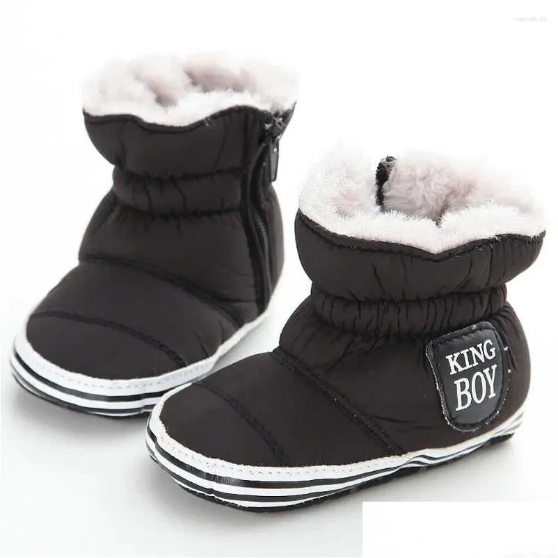 Stivali Bambino Neonati Scarpe Morbide Suola per culla Nato Bambini Bambina Inverno Caldo Casual Nero Grigio Blu 0-18M Consegna a goccia Maternità Otxkc