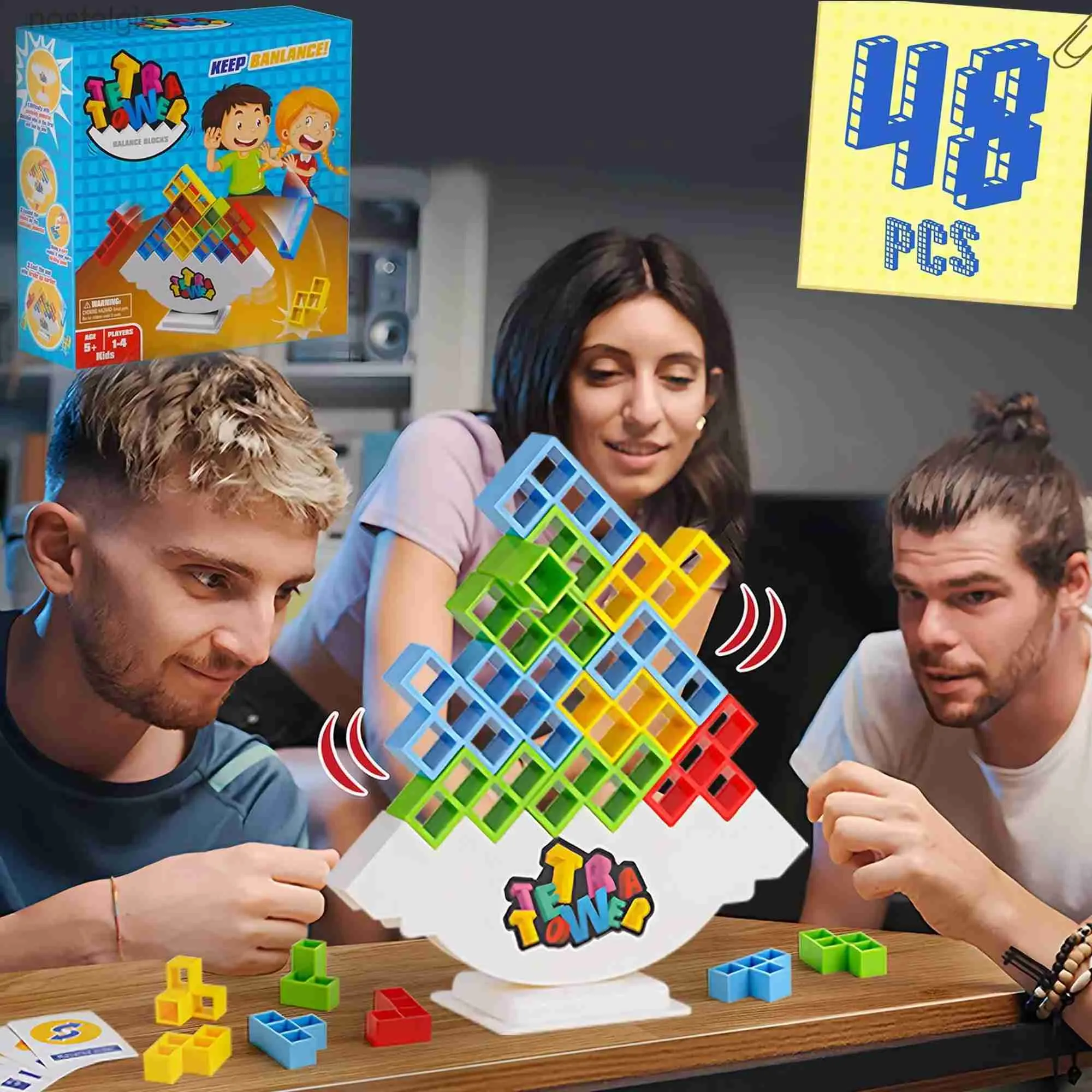 Blocks 48PCS Tetra Tower Fun Balance Stacking Building Blocks Board Game for Kids Adults Friends Team Dorm Family Game Night and Partie 240401
