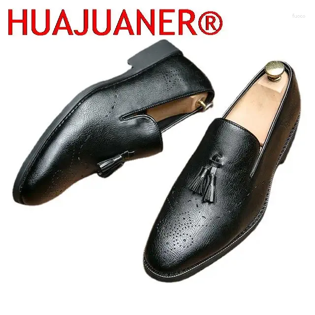 Sapatos de vestido casual couro masculino oxford tassel mocassins moda homens primavera outono respirável negócios formal