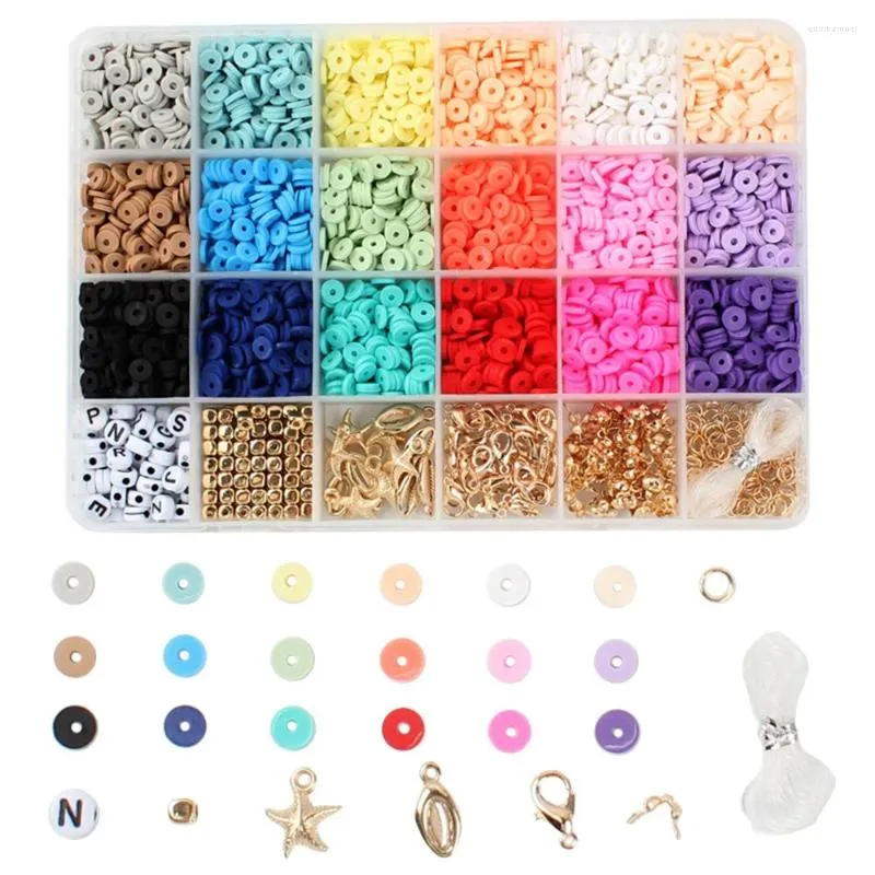 Bracelets de charme 24 grille série océan perles en boîte bricolage fabrication collier bracelet couleur disque bijoux bohème