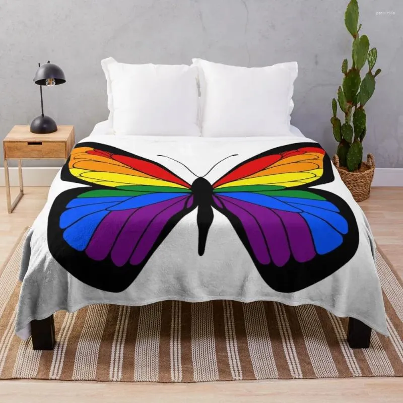 Cobertores RainbowButterflyThrow Cobertor Grande Fofo Xadrez Tecido de Lã de Viagem