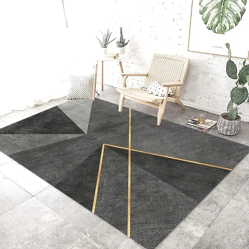 Carpets 1pc Crystal Velvet Kitchen Rug Business Black Living Room Non-slip Floor Mat Geometric Pattern Carpet Comfort Standing Mats