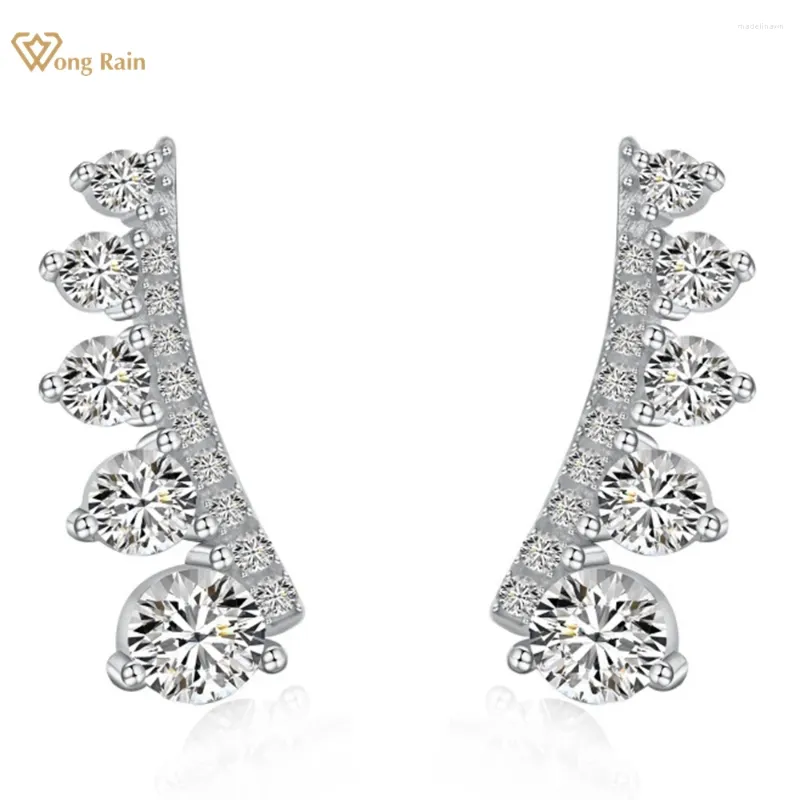 Boucles d'oreilles Wong Rain plaqué or 18 carats en argent sterling 925, coupe ronde, saphir de laboratoire, pierres précieuses pour femmes, bijoux fins pour fête de mariage